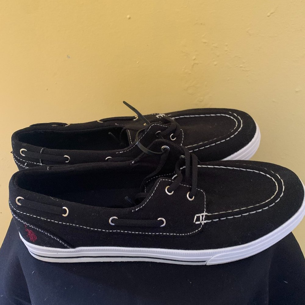U S Polo Assn. Black Canvas Boat Shoes